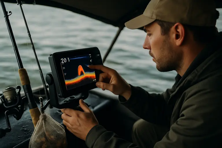Organized tackle trays, leaders, hooks, and catfish rods on a boat deck