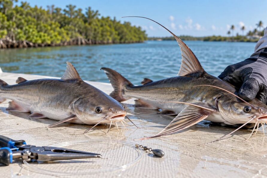 Two Catfish on the_Deck