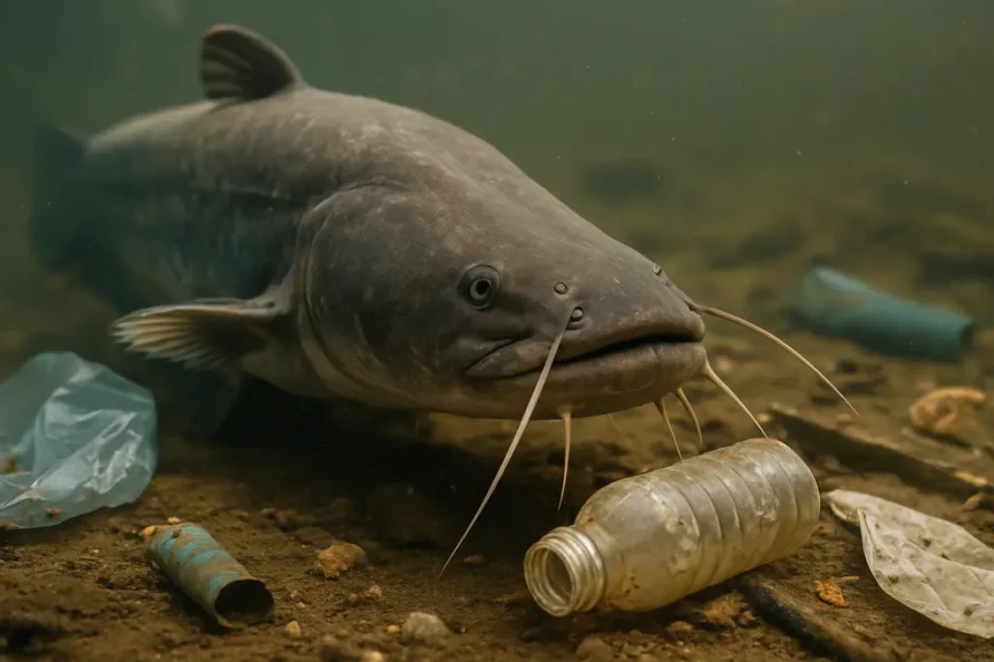 Angler checks river conditions while planning for pollutants catfish behavior