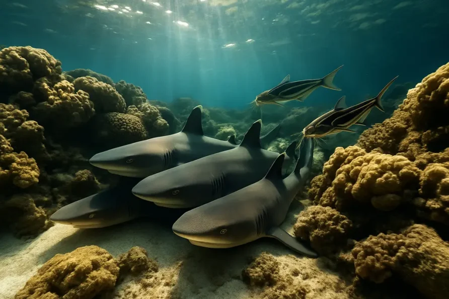 Catfish angler studies shark breeding grounds near a tidal river mouth