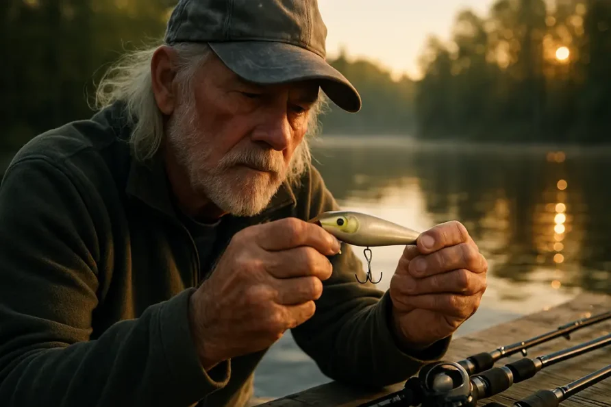 Angler practicing topwater strategy tips with a walking bait near a bass point